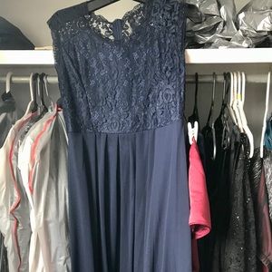 Midnight blue lace-backed dress